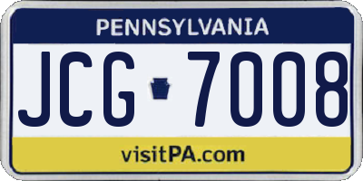 PA license plate JCG7008