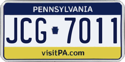 PA license plate JCG7011
