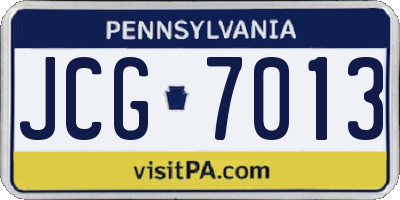 PA license plate JCG7013