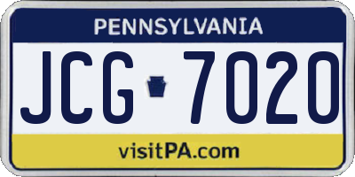 PA license plate JCG7020