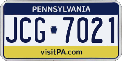 PA license plate JCG7021