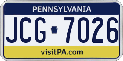 PA license plate JCG7026