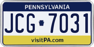 PA license plate JCG7031