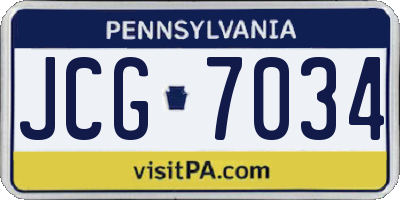 PA license plate JCG7034