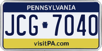 PA license plate JCG7040