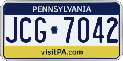 PA license plate JCG7042