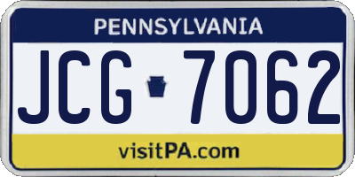 PA license plate JCG7062