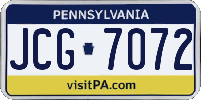 PA license plate JCG7072