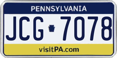 PA license plate JCG7078