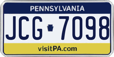 PA license plate JCG7098
