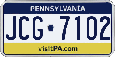 PA license plate JCG7102