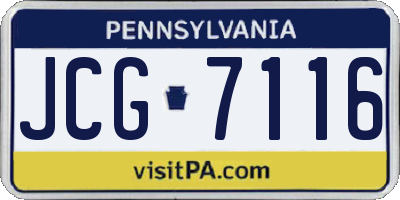 PA license plate JCG7116