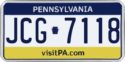 PA license plate JCG7118