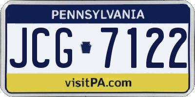 PA license plate JCG7122
