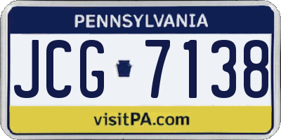 PA license plate JCG7138