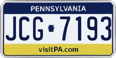 PA license plate JCG7193