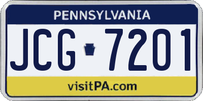 PA license plate JCG7201