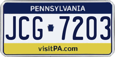 PA license plate JCG7203
