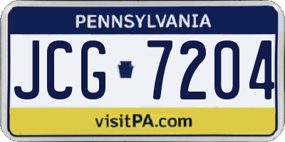 PA license plate JCG7204