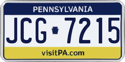 PA license plate JCG7215