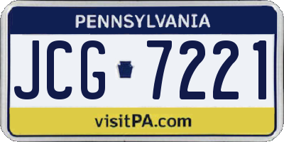 PA license plate JCG7221