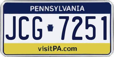 PA license plate JCG7251