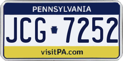 PA license plate JCG7252