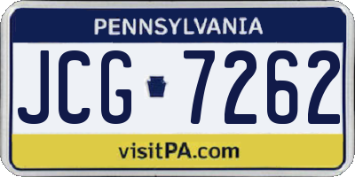 PA license plate JCG7262