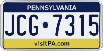 PA license plate JCG7315