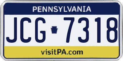 PA license plate JCG7318