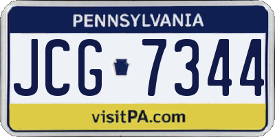 PA license plate JCG7344