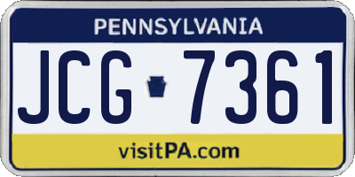 PA license plate JCG7361
