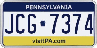 PA license plate JCG7374