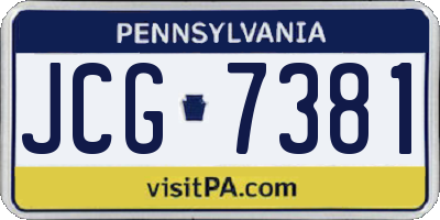PA license plate JCG7381
