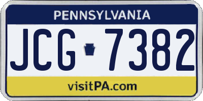 PA license plate JCG7382