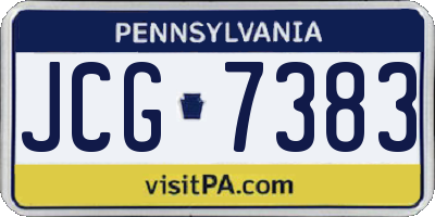 PA license plate JCG7383