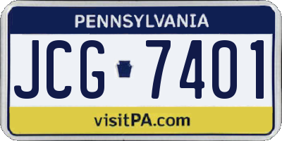 PA license plate JCG7401