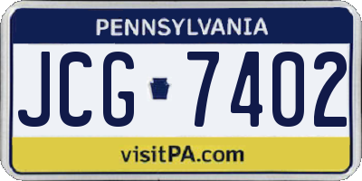 PA license plate JCG7402