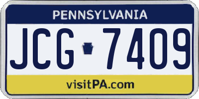 PA license plate JCG7409