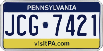 PA license plate JCG7421