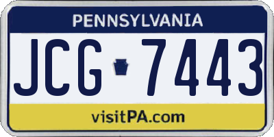 PA license plate JCG7443