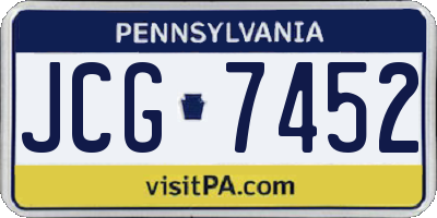 PA license plate JCG7452
