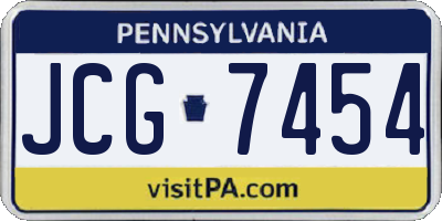 PA license plate JCG7454