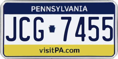 PA license plate JCG7455