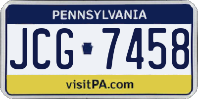 PA license plate JCG7458