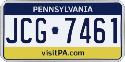 PA license plate JCG7461