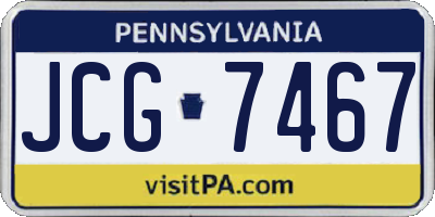 PA license plate JCG7467