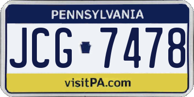 PA license plate JCG7478