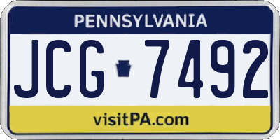 PA license plate JCG7492
