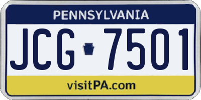PA license plate JCG7501